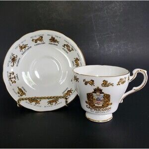 Capricorn 12/22-1/20 Teacup Saucer Astrology Zodiac Sign Regal Bone China Englan
